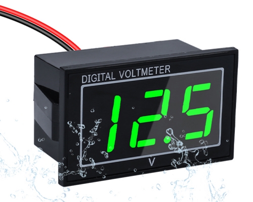 Waterproof 0.56inch DC Digital Voltage Meter, DC5-130V Green LED Battery Volt Meter Gauge Voltage Display for Golf Cart Car, Boats